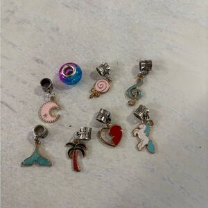 Colorful Charm Set with Heart and Mermaid